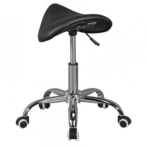 Rootz Hairdresser Stool - Black - Height Adjustable Swivel Stool with Castors - Artificial Leather Praxishocker