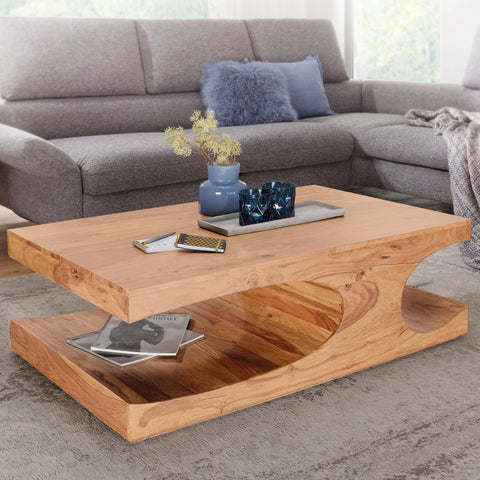 Rootz coffee table solid wood Acacia 118 cm wide dining room table design dark brown country style table