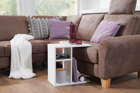 Rootz Wood Side Table - Design Side Table for Sofa - Small Modern Coffee Table - Square Coffee Table - High Sofa Table - White -  50x50x30cm