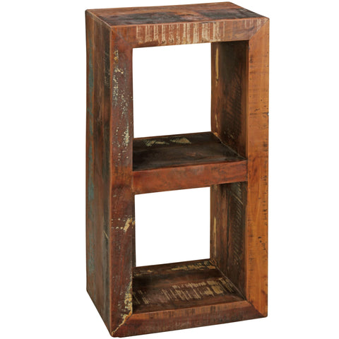 Rootz Shelf - Mango Solid Wood - Design Bookcase - 2 Shelves - Shabby Recycling Boat Wood - 45 x 35 x 90 cm