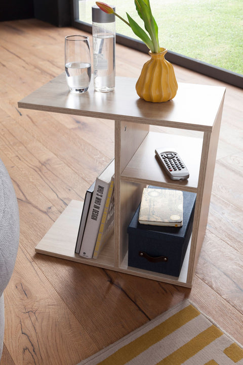 Rootz Wood Side Table - Sonoma - Design Side Table for Sofa - Small Modern Coffee Table - Square Coffee Table - High Sofa Table - 50x50x30cm