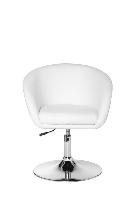 Rootz Lounge Armchair - White Synthetic Leather - Swivel - Modern Design - Dining Room Chair - Club Chair
