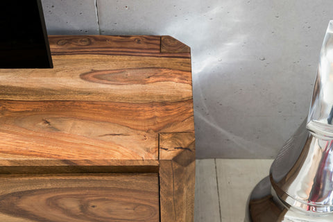 Rootz TV Stand - Sheesham Lowboard - 140cm - Country Style TV Cabinet with Storage Compartments