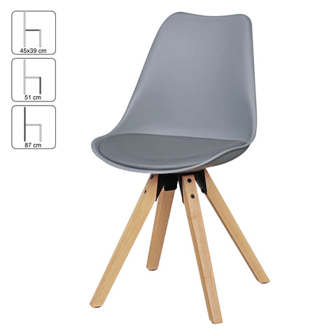 Rootz Dining Chairs - Set of 2 Retro - Gray Scandinavian Upholstered Chairs with Backrest - Leatherette Upholstered Kitchen Chairs