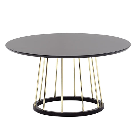 Rootz Coffee Table Round - Black Gold Metal Modern Design - Large Living Room Salon Table - Lounge Table - 80x80x42 cm