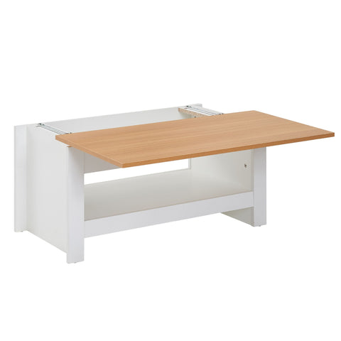 Rootz Coffee Table - Living Room Table with Storage Space - Modern Square Coffee Table - White Oak Design - 85x47x45 cm
