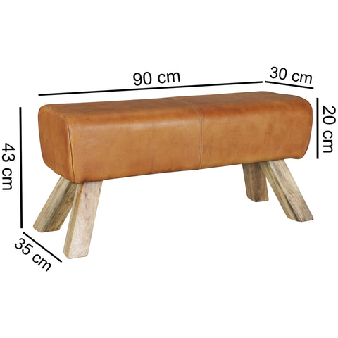 Rootz Seat Bench - Design Brown Leather - Swivel Chair Bench Stool - Wardrobe Bench Stool - 90 x 30 x 43 cm
