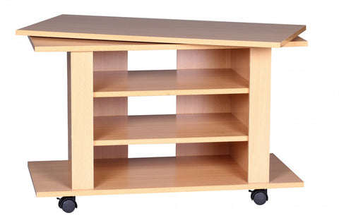 Rootz TV Stand - Beech -  Rotatable and Rollable - TV HiFi Bench - 75 x 38 x 51 cm