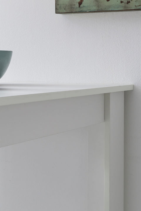 Rootz Bar Table - Wooden Kitchen Table with Integrated Shelf - White - 120x107.5x60cm