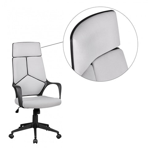 Rootz Office Chair - Light Gray Fabric - Design Executive Chair - Swivel Chair with Tilt Mechanism & Armrests