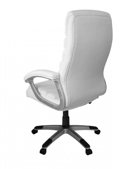 Rootz Office Chair - White Artificial Leather - Ergonomic with Headrest - Design Executive Chair - Desk Chair with Wiping Function - Swivel Chair - High Backrest (X-XL, 120kg)