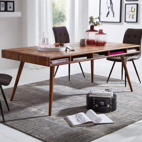 Rootz Dining Table - Sheesham Wood - Solid and Rustic - Modern Design - 200x77x100cm