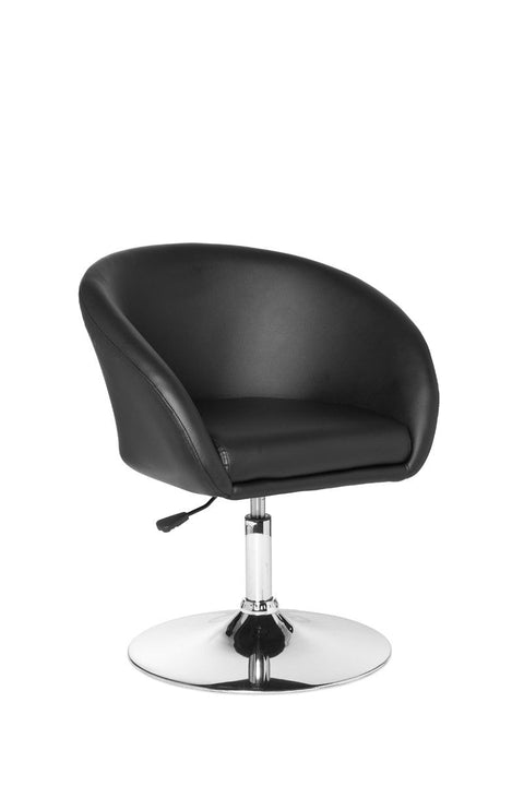 Rootz Lounge Armchair - Black Synthetic Leather - Swivel - Modern Design - Dining Room Chair - Club Chair
