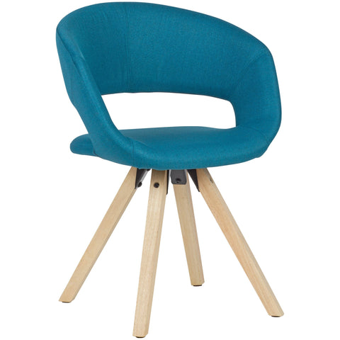 Rootz Dining Chair - Petrol Fabric - Solid Wood Retro - Kitchen Chair with Backrest - Upholstered - Max Load 110kg