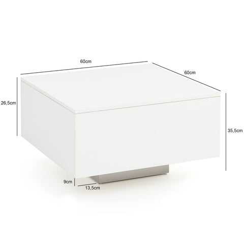 Rootz Wood Coffee Table - Modern Coffee Table - White Square Side Table - Design Lounge Table - Living Room Coffee Table -  60x60x35.5cm