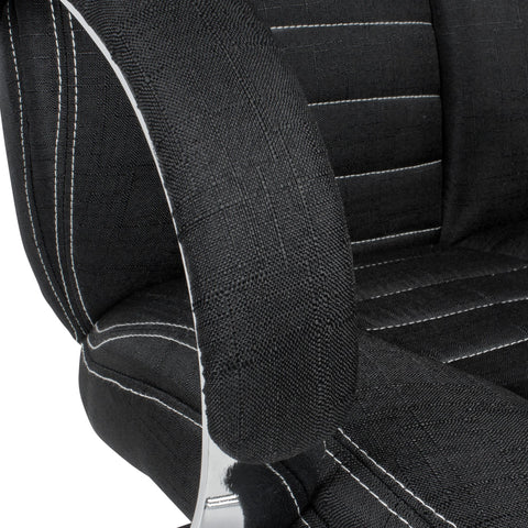 Rootz Swivel Chair - Denim-Look - Black Fabric Cover - Desk Chair up to 120kg - Height-Adjustable Design Executive Chair - Office Armchair with Armrests & High Backrest