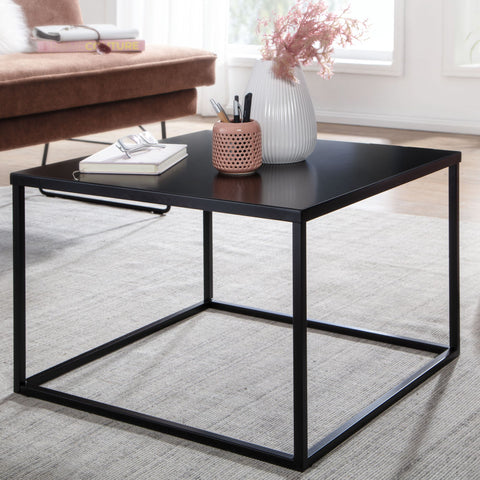 Rootz Metal Coffee Table - Square Lounge Table - Industrial Black - Steel Square Side Table - 60x60x40 cm