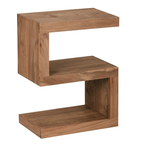 Rootz Side Table - Solid Wood - Acacia S Cube - 60 cm - Brown Design Coffee Table in Country Style