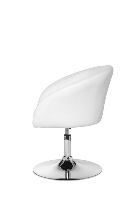Rootz Lounge Armchair - White Synthetic Leather - Swivel - Modern Design - Dining Room Chair - Club Chair