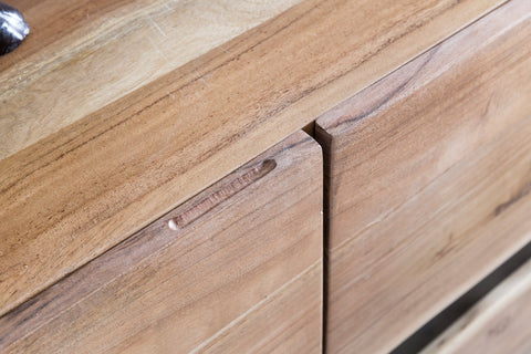 Rootz Sideboard - Natural Tree Edge - Solid Acacia Wood - Country Style Highboard with 3 Doors - Hallway Cabinet Dresser - 148x85x43cm