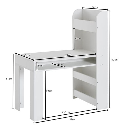Rootz Children's Desk - Painting Table for Children's Room with Shelf - Modern Children's Table - Student Desk with Storage - Narrow School Desk -  90x50x110 cm