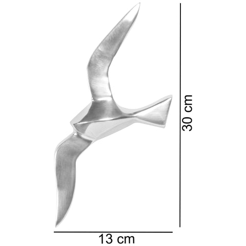 Rootz Wall Decoration - Small Polished Aluminum Seagull - 30 cm Statue Sculpture - Modern Maritime Décor