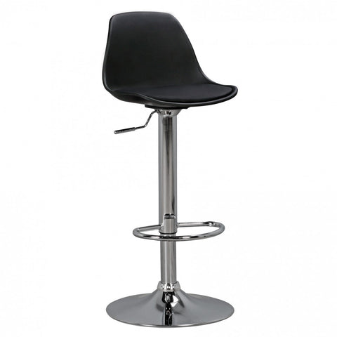 Rootz Barstool - Black Faux Leather - Adjustable Height - Design with Backrest
