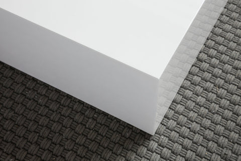 Rootz Coffee Table - Cube - White High Gloss Lacquered - Modern Design Square Living Room Table - Cube Shape Side Table - 60 x 60 x 30 cm