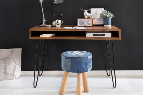 Rootz Desk - Solid Wood Laptop Table Sheesham Nature - Country House Style Work Table with Storage Tray - Office PC Table - Brown - 110 x 60 x 76 cm