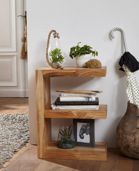 Rootz Side Table - Acacia Wood E Cube - 60cm High - Brown Country-Style Living Room - Coffee Table