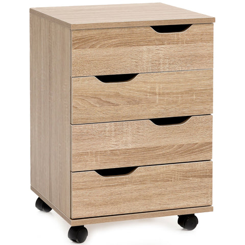 Rootz Roll Container - Sonoma - Drawer Cabinet for Office - Desk Container with Drawers - Side Container on Casters - Small Office Storage - (40x60x40 cm)