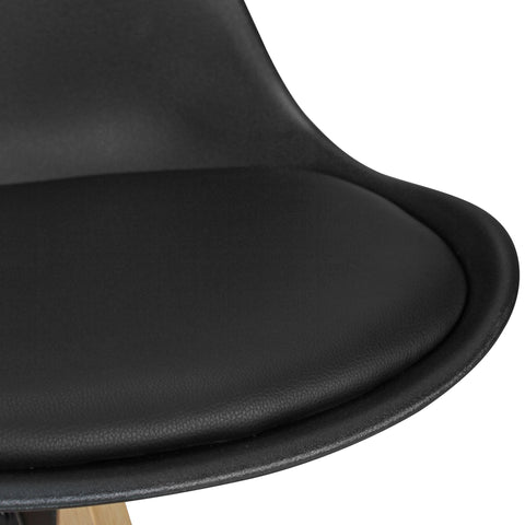 Rootz Bar Stools - Retro Design - Black Wood with Backrest - Scandinavian Style Bar Chairs (Set of 2) - 77 cm Seat Height