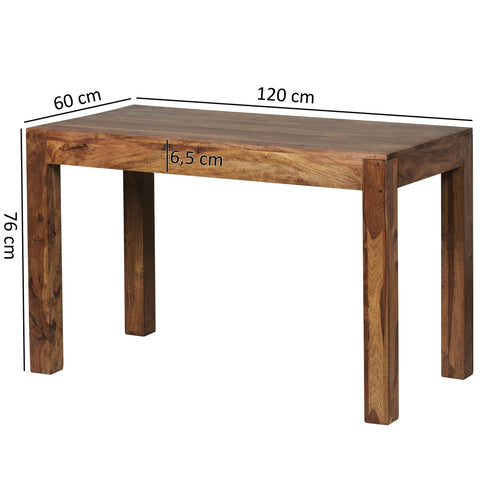 Rootz Dining Table - Solid Wood Sheesham 120 cm - Design Kitchen Table - Dark Brown - Country Style