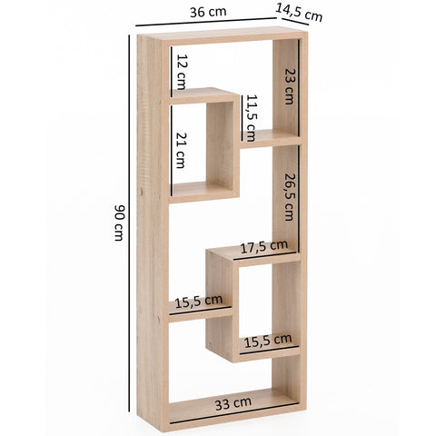 Rootz Wall Shelf - Sonoma - Modern Design Hanging Shelf - Floating Wooden Wall Shelf - Narrow Bookshelf - High Decorative Floating Shelf - 36x90x13.5cm