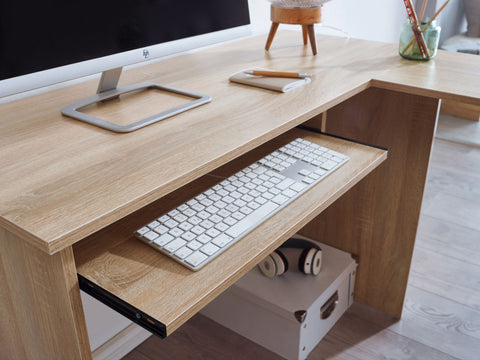 Rootz  Desk - Sonoma Design - Study Room and Home Office Table with Shelf - 140x75.5x120cm