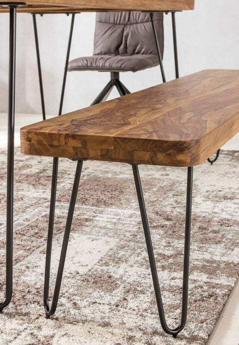 Rootz Dining Room Bench - Solid Wood Sheesham - Natural Product - Country House Style - 120 x 45 x 40 cm