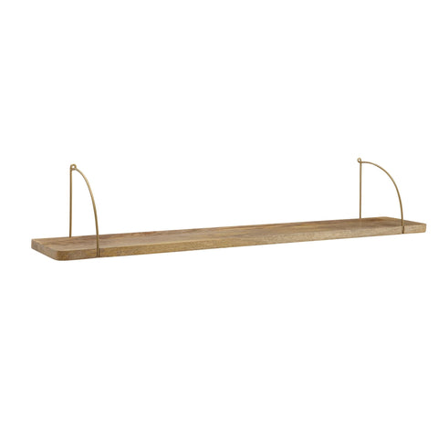 Rootz Wall Shelf - Industrial Metal Hanging Shelf - Large Design Floating Shelf - Living Room Wall Bookshelf - Mango Solid Wood - 120x25x22 cm