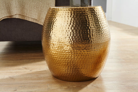 Rootz Side Table - Gold Aluminum - Oriental Round Table - Modern Metal Designer Filing Table - Slim Antischisch - Small Hammered Accent Table - 42x42x42cm