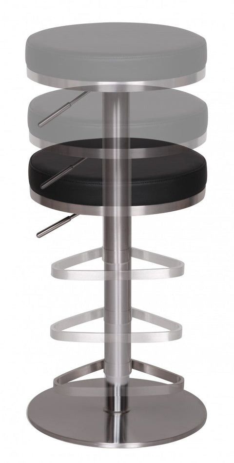 Rootz Barstool - Durable M7 - Stainless Black - Contemporary Design - Adjustable Height - Rotatable & Stable