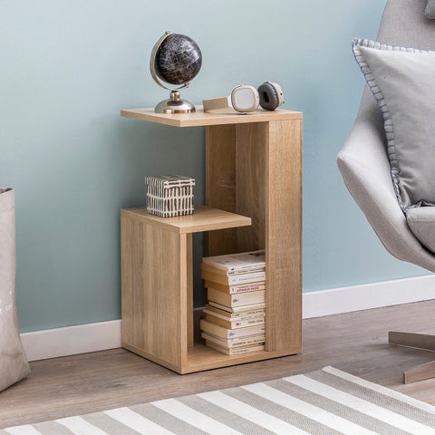 Rootz Wood Side Table - Sonoma - Design for Sofa or Coffee - Small and Modern Square Table - 35x29.5x60cm