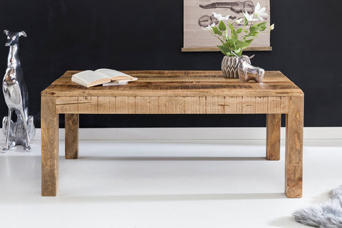 Rootz Table - Solid Wood - Natural Mango Wood - Rustic Country Style Coffee Table - Solid Wood Living Room Table - 110 x 60 x 47 cm