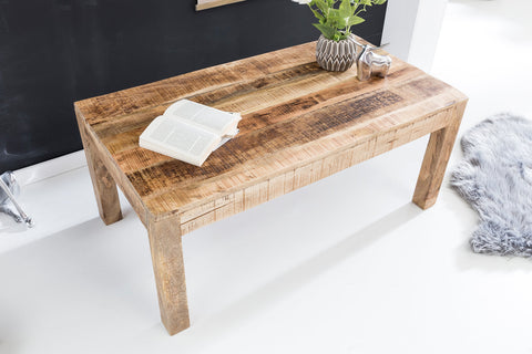 Rootz Table - Solid Wood - Natural Mango Wood - Rustic Country Style Coffee Table - Solid Wood Living Room Table - 110 x 60 x 47 cm