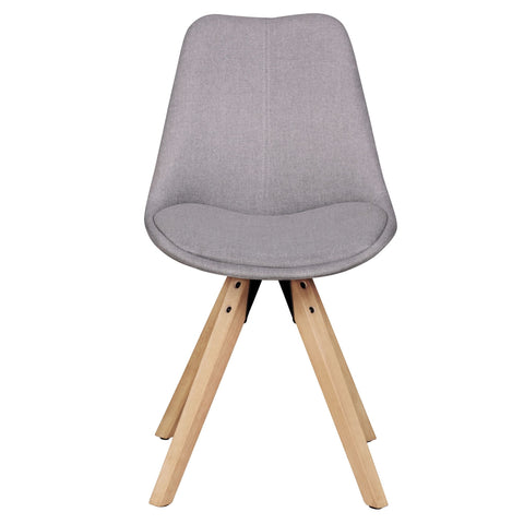 Rootz Dining Chairs - Set of 2 Retro - Light Gray Upholstered Chairs with Fabric Cover and Backrest - Design Kitchen Chairs