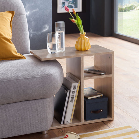 Rootz Wood Side Table - Sonoma - Design Side Table for Sofa - Small Modern Coffee Table - Square Coffee Table - High Sofa Table - 50x50x30cm