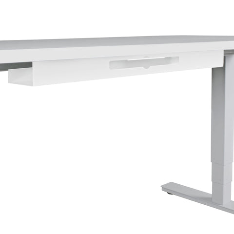 Rootz Cable Duct - Under-Table Cable Guide in White - Horizontal Metal Cable Management Tray - 80x7x13 cm