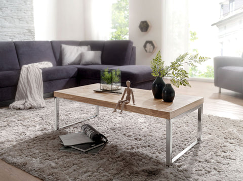 Rootz Coffee Table - Solid Wood Acacia - Dark Brown - Country Style - 120 cm Wide