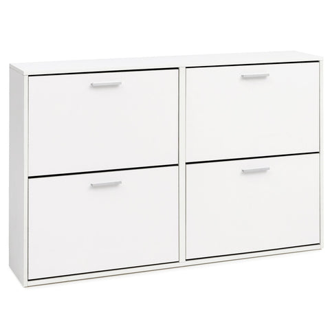 Rootz Modern Shoe Cabinet - White Shoe Rack with 4 Compartments - Design Shoe Storage - Shoe Cupboard with Shelf - High Corridor Chest - 120x81x24cm