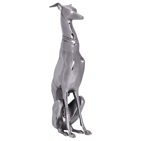 Rootz Silver Dog Statue - Aluminum Greyhound Sculpture - Elegant Design - Decorative Dog Figurine
