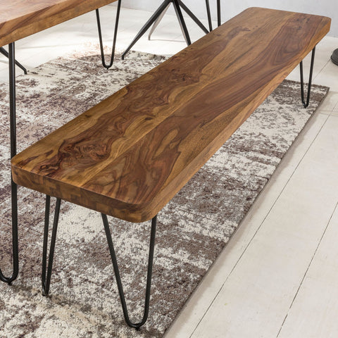 Rootz Dining Room Bench - Solid Wood Sheesham - Natural Product - Country House Style - 120 x 45 x 40 cm