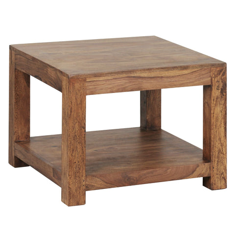 RootzCoffee Table - Solid Wood Sheesham - Dark Brown - Country Style Side Table - 60 x 60 cm